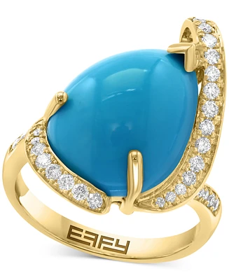 Effy Turquoise & Diamond (1/3 ct. t.w.) Freeform Ring in 14k Gold