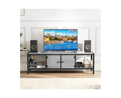 gaomon 58 Inch Tv Stand with Storage, Entertainment Center with Adjustable Legs, Mid Century Modern Tv Console up to 65 Inch, Wooden Tv Stand with Ope