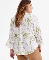 Style & Co Plus Printed Pintuck Blouse