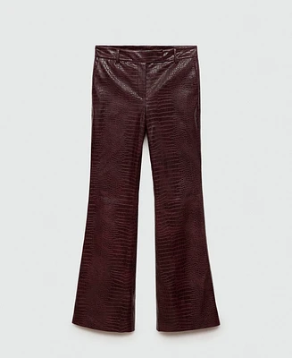 Mango Women's Snake-Effect Flared Pants