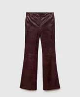 Mango Women's Snake-Effect Flared Pants