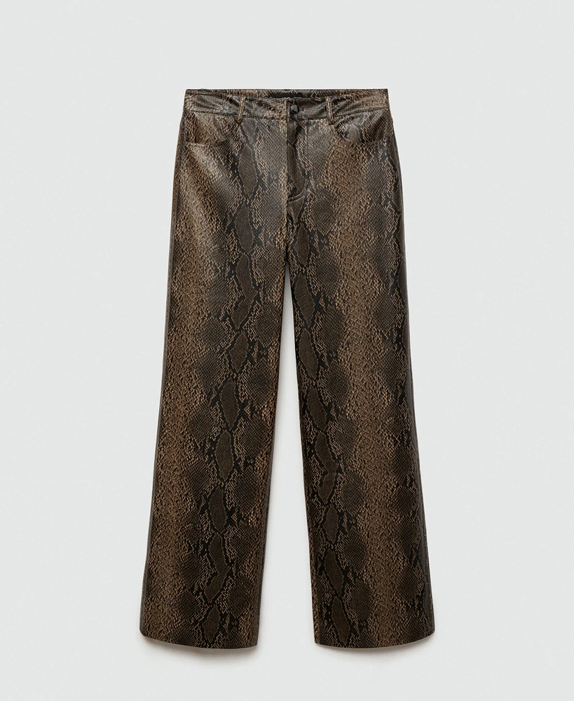 Mango Women's Straight Snakeskin-Effect Pants