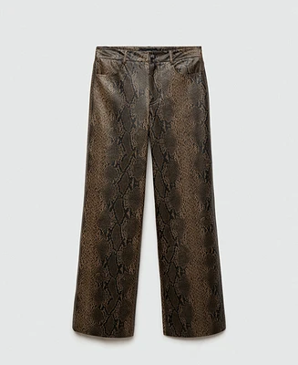 Mango Women's Straight Snakeskin-Effect Pants