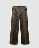 Mango Women's Straight Snakeskin-Effect Pants