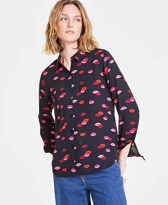 On 34th Women's Button-Front Crepe Shirt