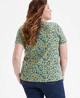 Style & Co Plus Size Printed Henley Tee, Exclusively at Macy's