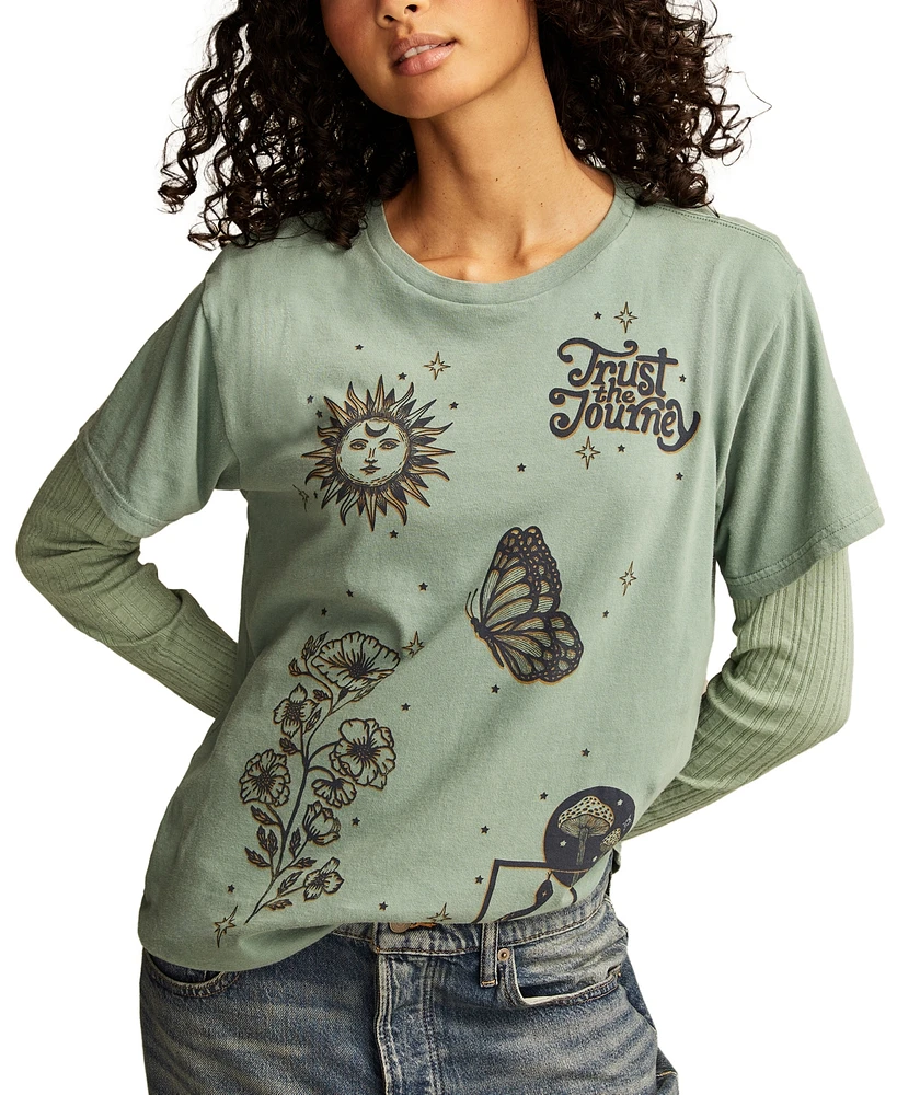 Lucky Brand Women's Trust The Journey Boyfriend T-Shirt