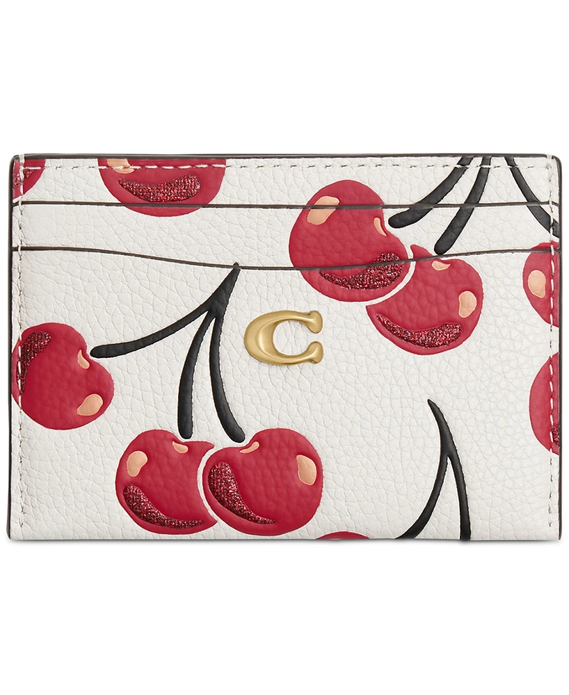 Coach Essential Cherry-Print Leather Card Case