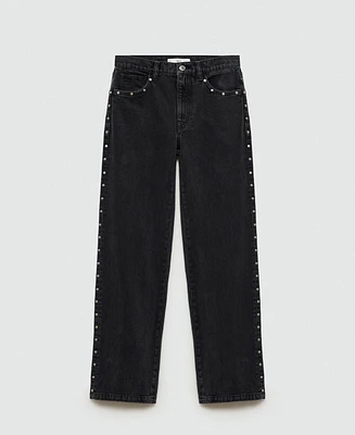 Mango Women's Studs Detail Straight-Fit Jeans