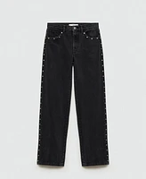 Mango Women's Studs Detail Straight-Fit Jeans