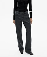 Mango Women's Shiny Straight-Leg Jeans