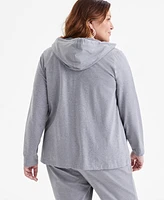 Style & Co Plus Size Zip-Up Hooded Sweatshirt, Exclusively at Macy's