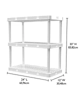 Gracious Living 3 Shelf Knect-a-Shelf Fixed Height Light Duty Storage Unit,White