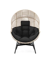 Gouun Wicker Oversized Egg Style Chair with Cushions and Headrest