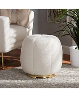 bali & pari Baxton Studio Raelynn Modern and Contemporary Ivory Boucle Upholstered and Gold Metal Ottoman