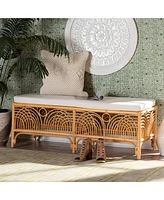 bali & pari Materra Modern bohemian Natural Brown Rattan Bench