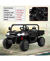 Gymax 12V 2 Seater Ride On Utv Dump Truck Remote w/ Electric Bed & Shovel