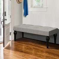 Upholstered Ottoman Bench with Thickened Column Legs for Bedroom, Living Room, or Entryway-The Pop Home