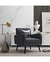 Gouun Modern Upholstered Comfy Accent Chair Single Sofa with Rubber Wood Legs