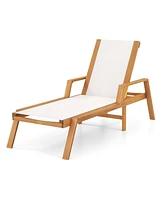 Gouun Patio Chaise Lounge Chair with Armrests and Fabric Seat for Backyard