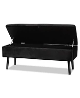 Baxton Studio Caine Modern and Contemporary Velvet Fabric Upholstered and Dark Brown Finished Wood Storage Bench