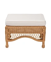 bali & pari Brooklyn Bohemian Light Honey Braided Rattan Ottoman Stool