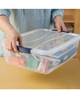 Rubbermaid Cleverstore Quart Plastic Storage Tote Container w/ Lid (12 Pack