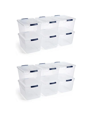 Rubbermaid Cleverstore 30 Quart Plastic Storage Tote Container w/ Lid (12 Pack)