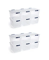 Rubbermaid Cleverstore 30 Quart Plastic Storage Tote Container w/ Lid (12 Pack)