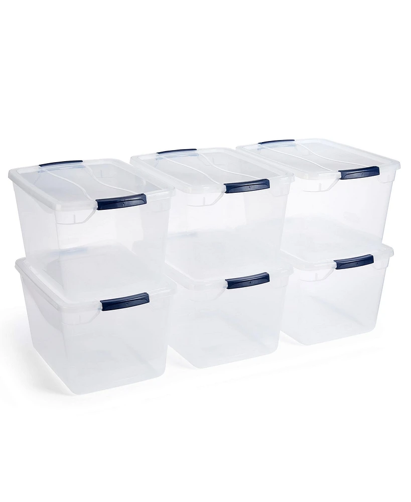 Rubbermaid Cleverstore 30 Quart Plastic Storage Tote Container with Lid (6 Pack)