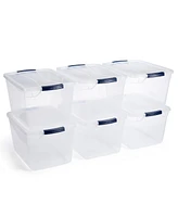 Rubbermaid Cleverstore 30 Quart Plastic Storage Tote Container with Lid (6 Pack)