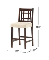 The Pop Home Set of 2 Counter Height Chairs with 5cm Cushion, Wooden Back Bar Stools-The Pop Home