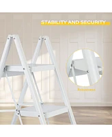 Flynama Foldable 3-Step Iron Ladder, Load-Bearing Capacity 330 lbs，with Non-Slip and Widened Steps