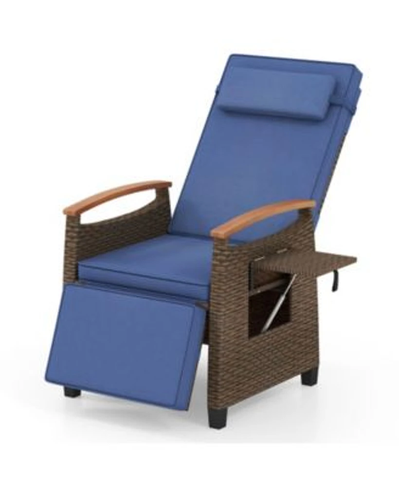 Gouun Patio Wicker Recliner Chair with Adjustable Backrest Footrest