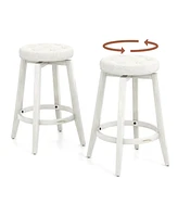 Gouun 360-Degree Swivel Upholstered Rubberwood Frame Bar Stool Set of 2 with Footrest- inches