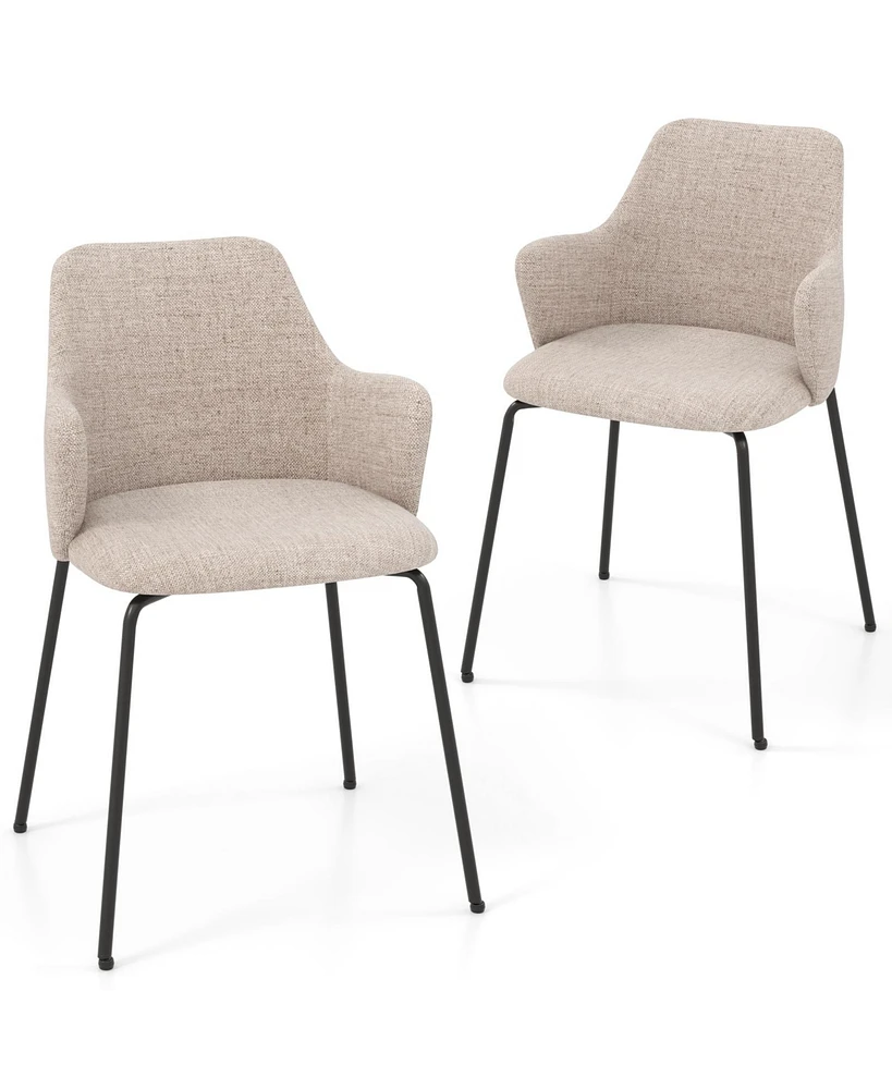 Gouun Dining Chairs Set of 2 with Curved Backrest Wide Seat and Armrests