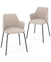 Gouun Dining Chairs Set of 2 with Curved Backrest Wide Seat and Armrests