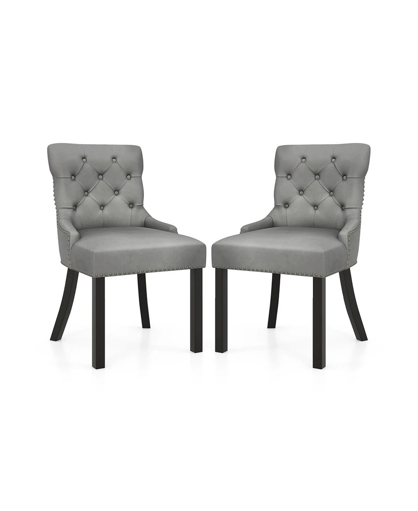 Gouun Upholstered Dining Chairs Set of 2 Tufted Wingback Chairs with Rubber Wood Legs