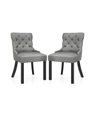 Gouun Upholstered Dining Chairs Set of 2 Tufted Wingback Chairs with Rubber Wood Legs