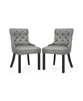 Gouun Upholstered Dining Chairs Set of 2 Tufted Wingback Chairs with Rubber Wood Legs