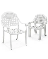 Gouun Cast Aluminum Patio Chairs Set of 2 with Armrests