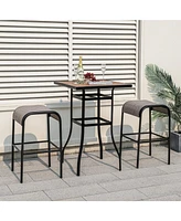 Gouun Set of 4 Patio Metal Bar Stools with Curved Fabric Seat-Set of 4