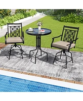 Gouun Outdoor Swivel Bar Stools Set of 2 with Seat Cushions