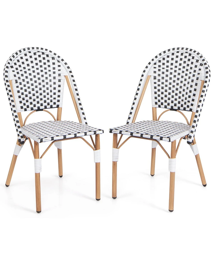 Gouun French Bistro Chair Set of 2 with Galvanized Metal Framex