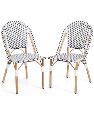 Gouun French Bistro Chair Set of 2 with Galvanized Metal Framex