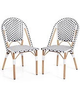 Gouun French Bistro Chair Set of 2 with Galvanized Metal Framex
