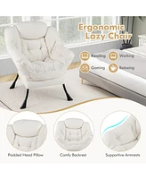 Gouun Sherpa Upholstered Accent Chair with Cozy Head Pillow