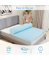 Gouun 3 Inch Gel-Infused Memory Foam Mattress Topper with Removable Cover-Queen Size