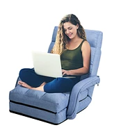 Gouun Folding Lazy Floor Chair Sofa with Armrests and Pillow