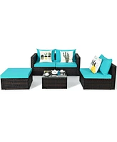 Gouun 5 Pieces Patio Rattan Furniture Set with Table